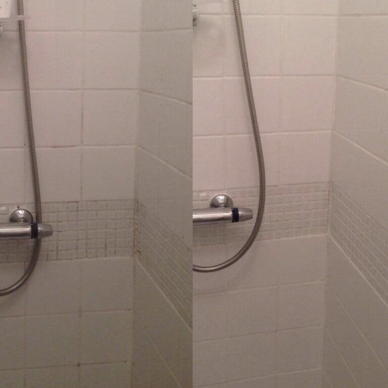 Antes e depois do uso da WhiteMax em banheiro